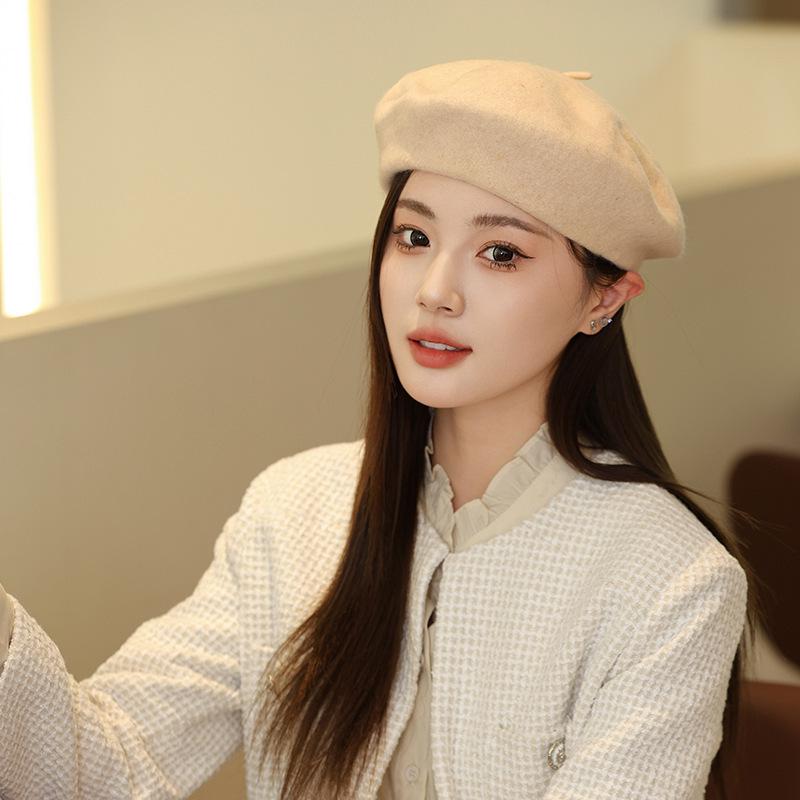 Versatile Korean Style Knit Beret for Women – Large, Warm, Gentle Autumn/Winter Hat