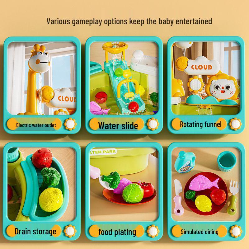 Montessori Kids' Dishwashing Sink Toy: Pretend Play Water Park with Circulating Faucet
