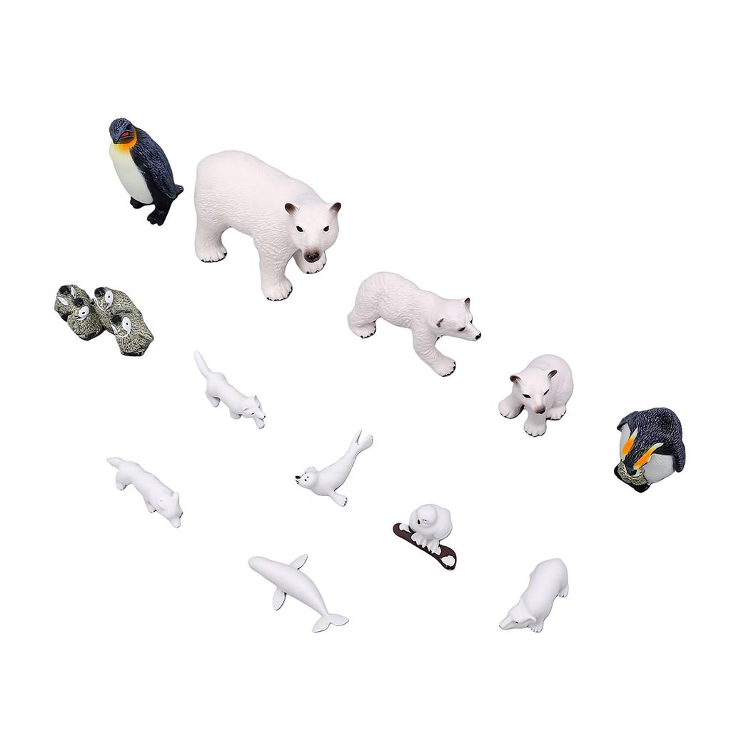 12 Stück Plastik Polartiere Spielzeugfiguren Realistische Arktische Tierfiguren für Kinder Bildung Meeresbewohner Spielzeug Set mit