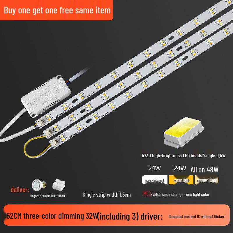 Three-Color LED Strip Light Panel for Living Room Ceiling