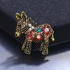 "Vintage Donkey Rhinestone Brooch: Creative Animal Pin Jewelry Accessory"