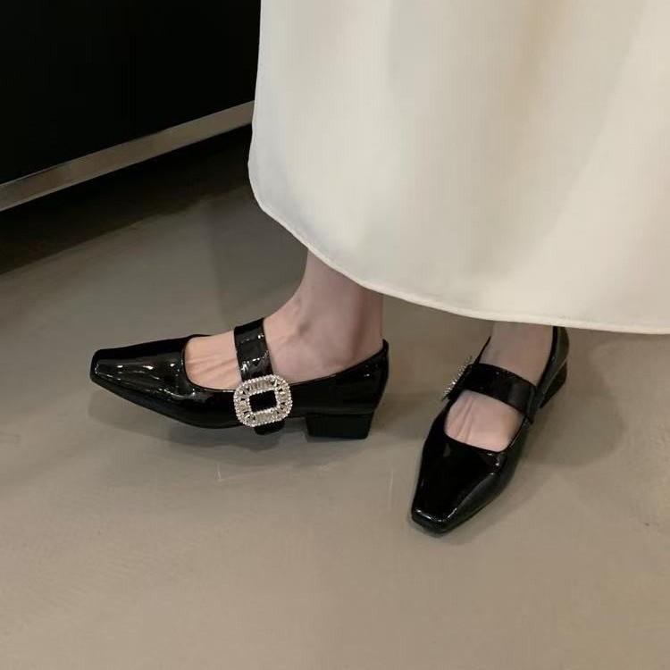 

Французские толстые каблуки, маленькие ароматные одинарные туфли женские 2025 весенние и осенние модели, новые женские туфли Мэри Джейн, темпераментные одинарные туфли на толстом каблуке wo 35 чёрный