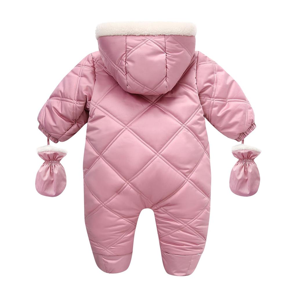 Newborn Baby Girl Jumpsuit Autumn and Winter Baby Romper With Gloves Warm Infant Snowsuit Thicken Cartoon Baby Ski Suit Coat