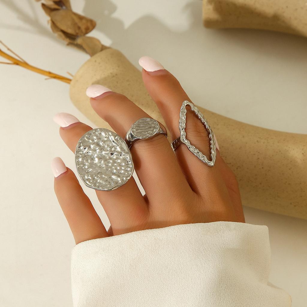 Accessories, Cyberpunk Geometric Curved Ring, Articulated Ring, Exaggerated Open Metal Set Ring
