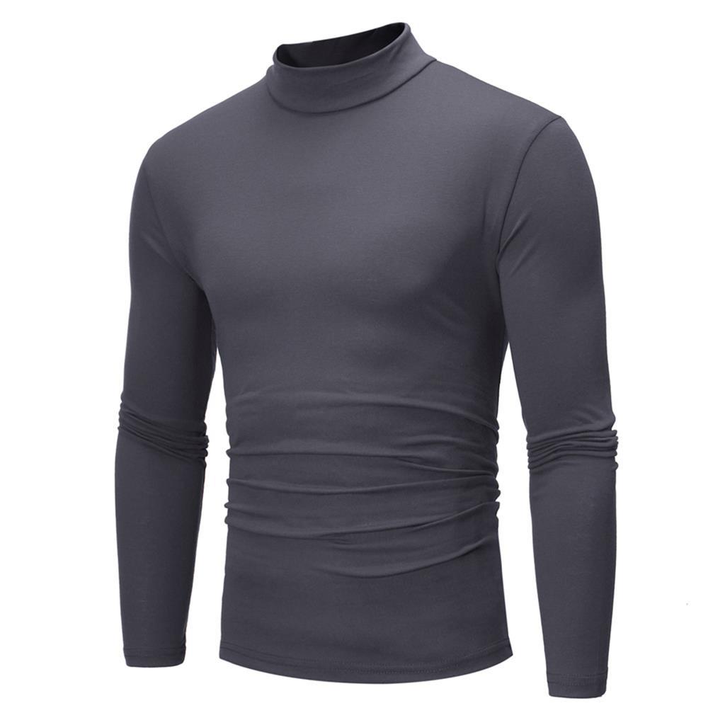 Mens Plain High Neck Long Sleeve Basic 