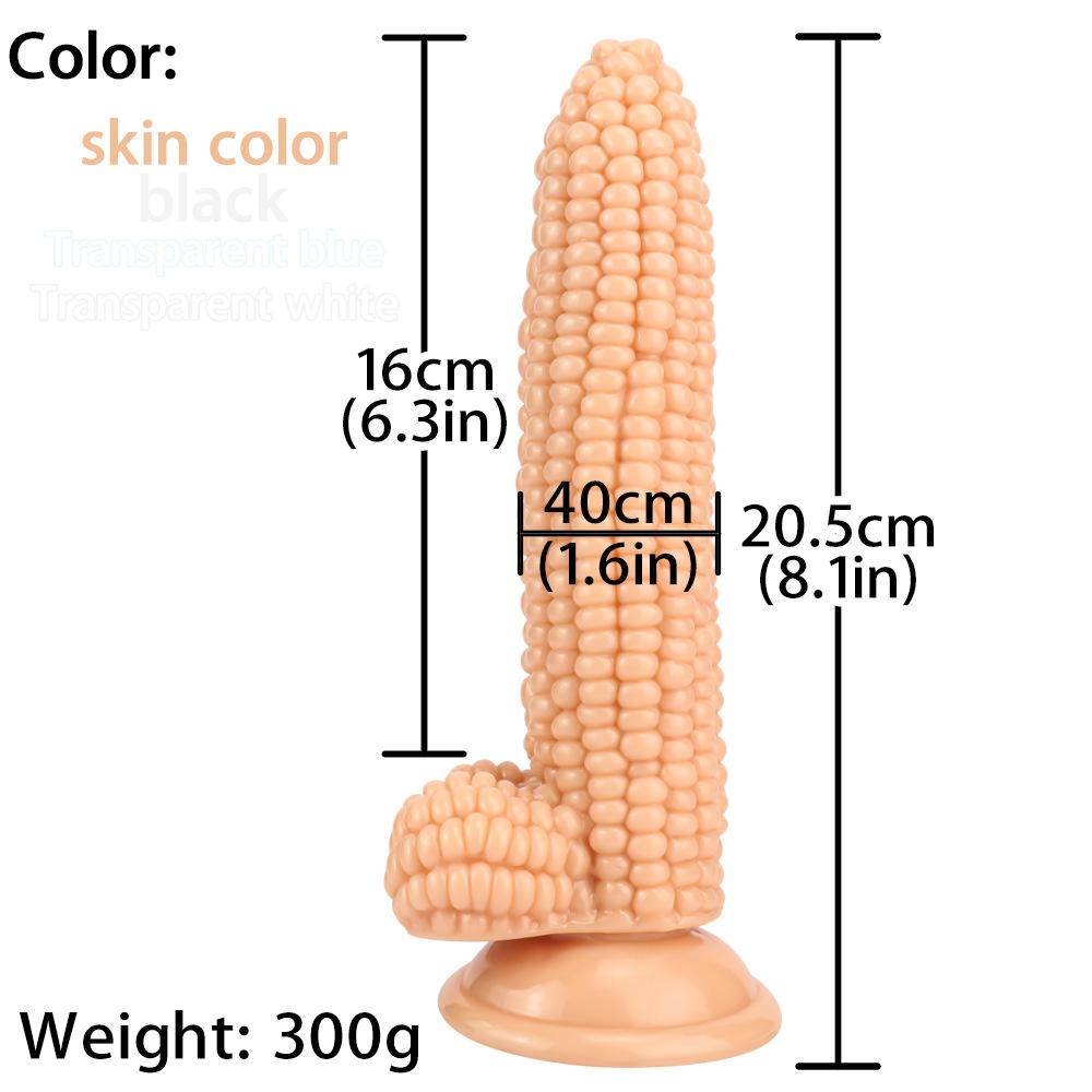 Corn-Shaped Silicone Anal Plug - Realistic Fake Penis with Strong Suction Cup, Transparent Dildo for Adults