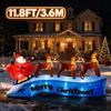 11.8FT/3.6M Inflatable Santa Claus Sleigh with 3 Reindeer Christmas Outdoor Yard Decoration