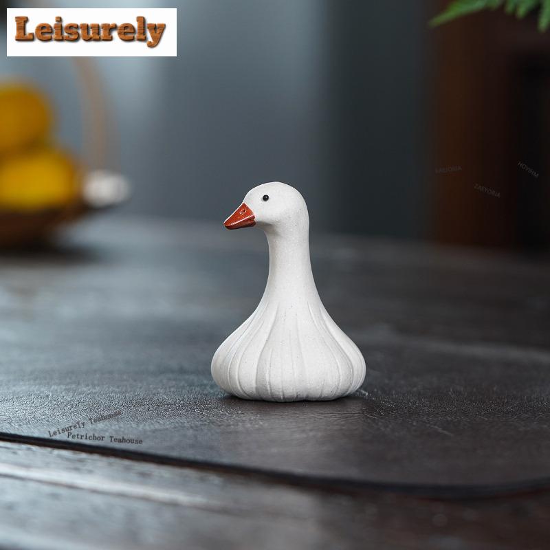 Yixing Purple Sand Little Garlic Goose Tea Pet Ancient Tea Games Tea Figurine Play Toys Tea Statue Ornaments Tableware Supplies
