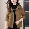 2024 Spring/Autumn Women's Loose Hooded Jacket - Plus Size, Casual & Versatile for Middle-Aged Moms