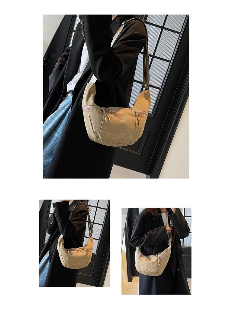 Women's Lightweight Canvas Crossbody Bag: Large Capacity, Versatile Single Shoulder Dumpling Design