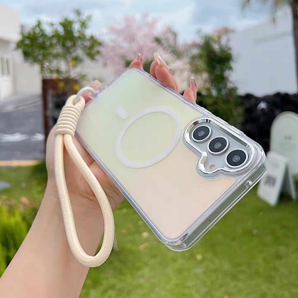 Stylish Laser Gradient Magnetic Lanyard Shockproof Case for Samsung S26 S25 S24 Ultra S26 Plus S25 FE S25 Edge For Magsafe Cover