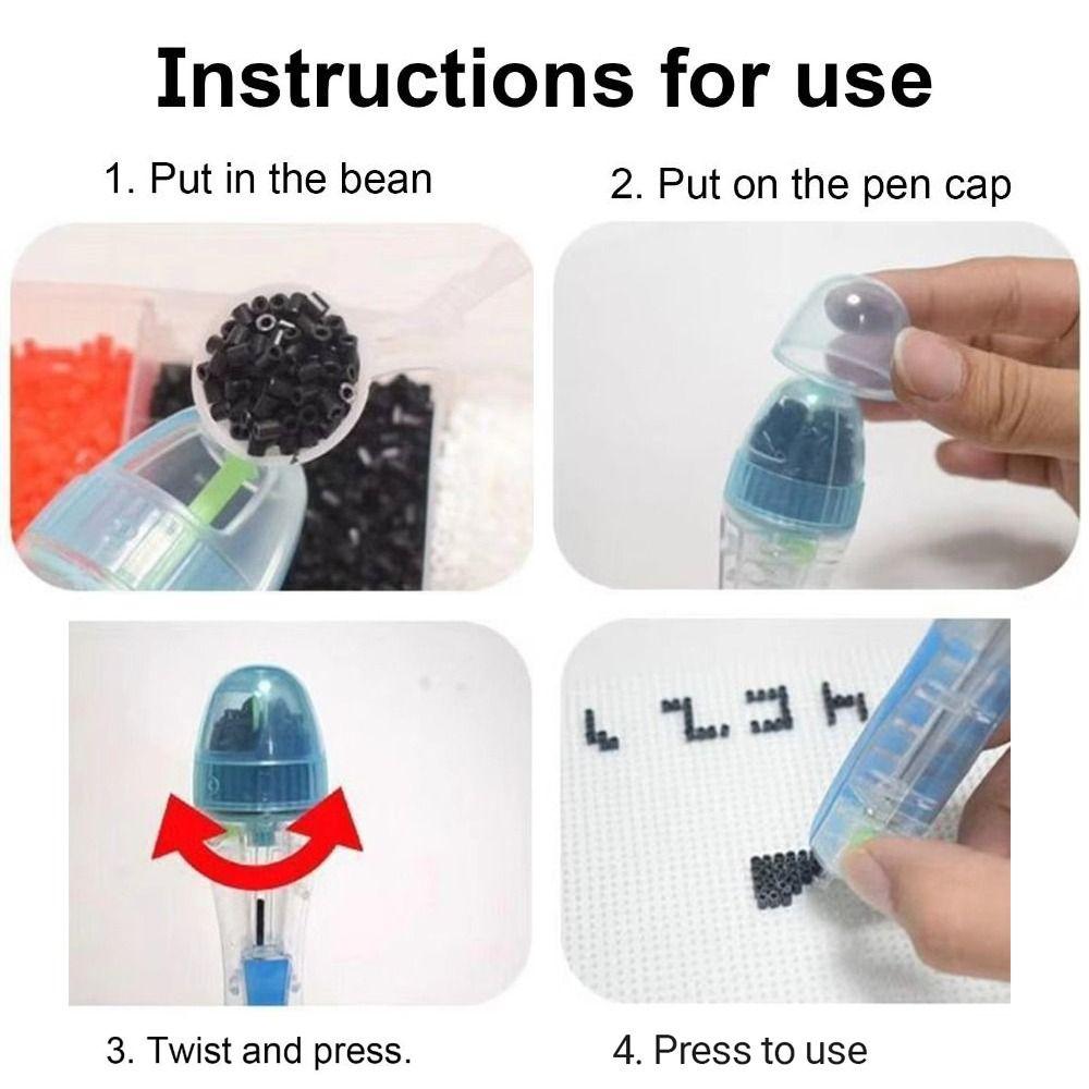 2.6mm Tip Bead Positioning Pen Ergonomic Grip Automatic Press Bead Placement Tool Multipurpose Jam-Free Dispenser for Beads