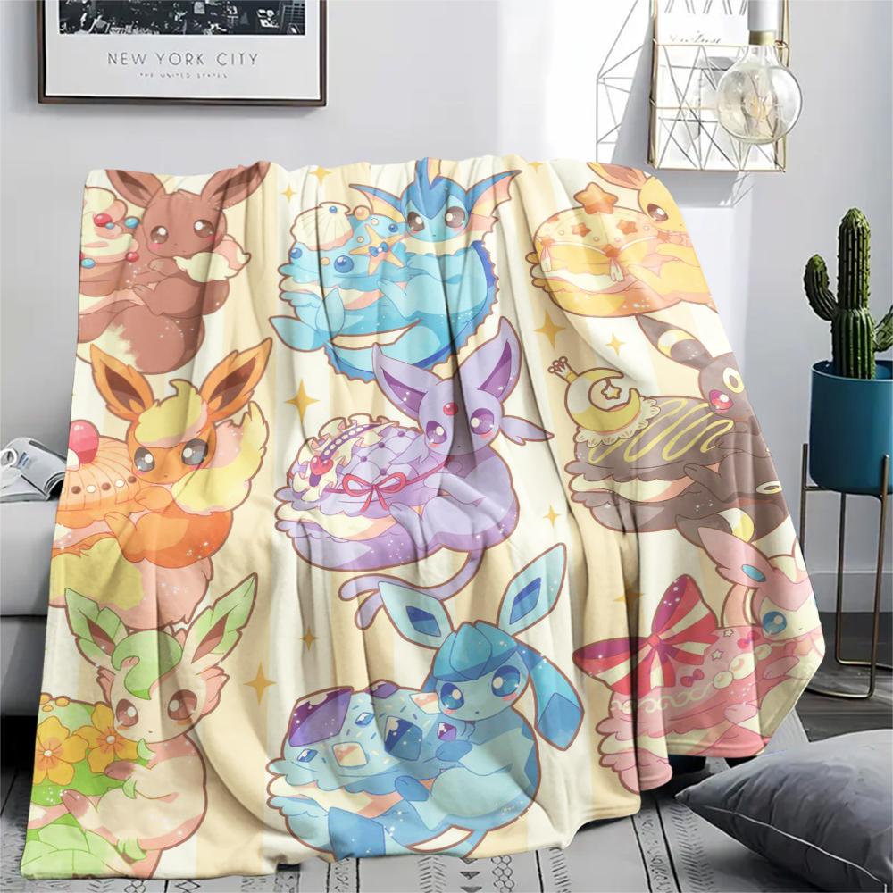 

Eevee Pokémon pattern Flannel Blanket, High quality Comfortable for All Seasons, Home Decor, Warmth and Comfort, Perfect for Gifts. 80cm x 120cm