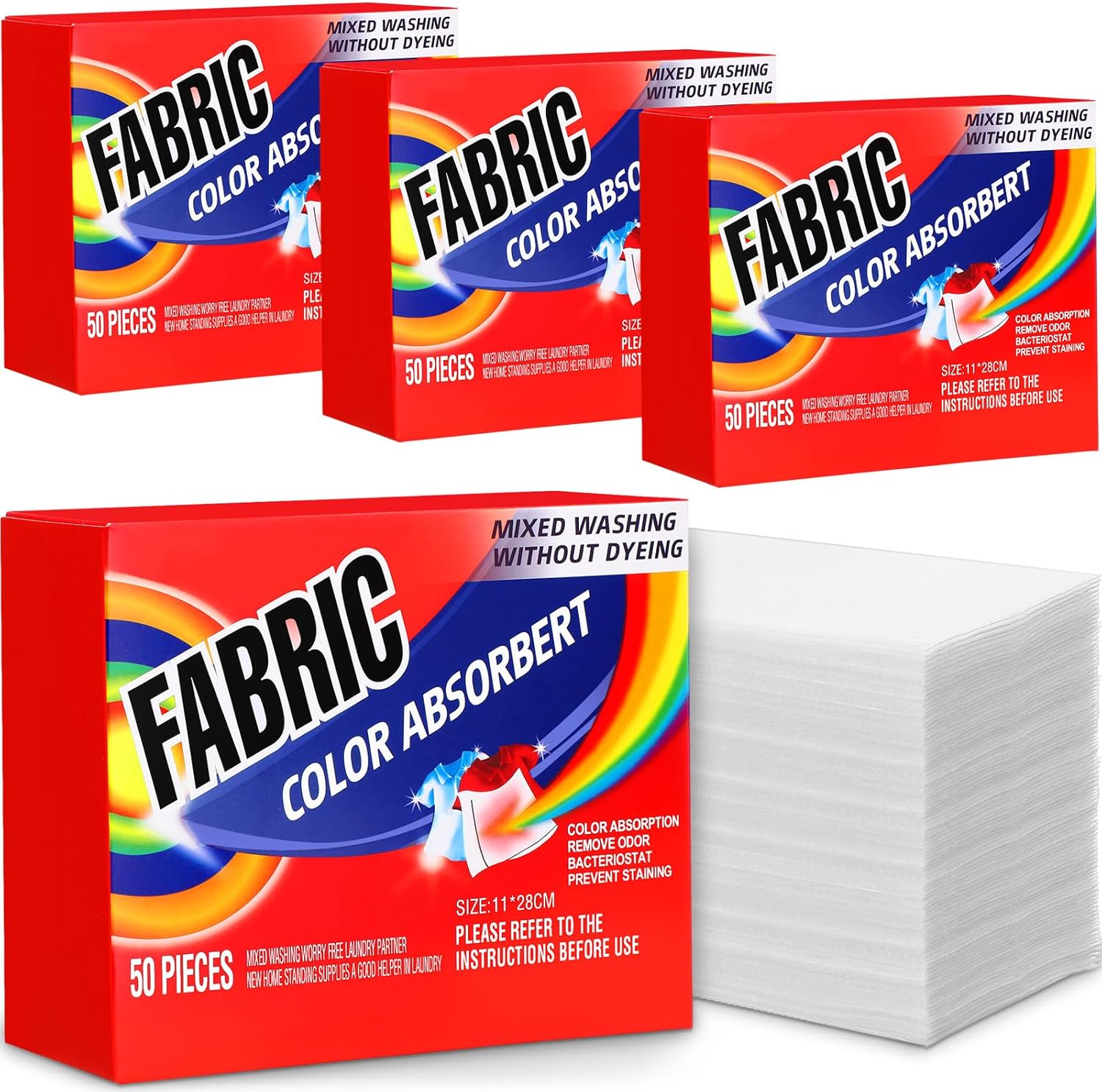 

50pcs/Box Color Absorber Laundry Sheets Color Dye Guard Sheets for Laundry Prevent Runs Bleeds Fragrance Free Trapping for Home 1 Boxes