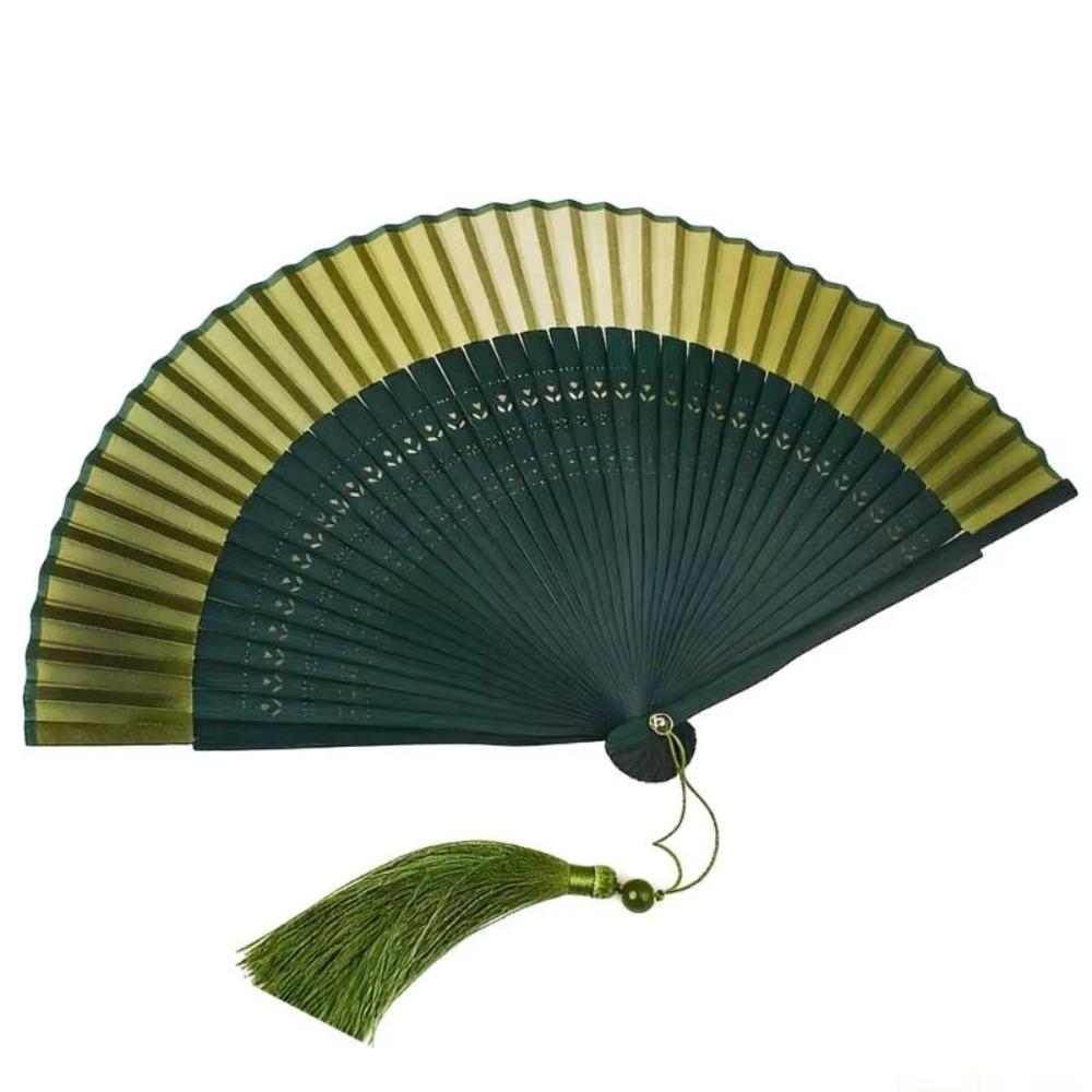 Portable Bamboo Folding Fan Gradient Color Dance Fan Vintage Style Retro Hand Fan  Home Decoration
