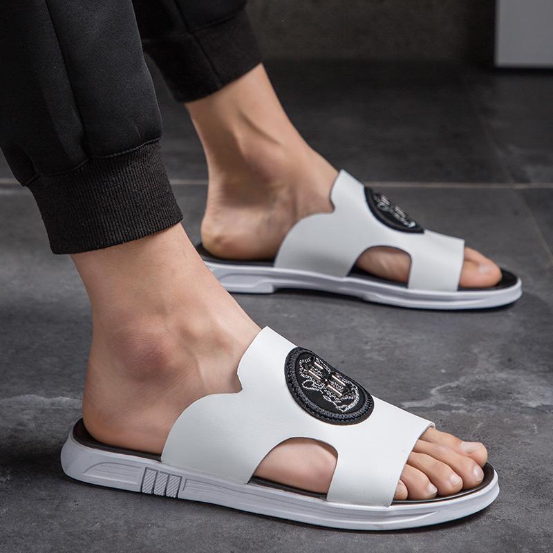 Для мужчин Нескользящие уличные тапочки Классические пляжные мужские туфли без застежек — фото 7