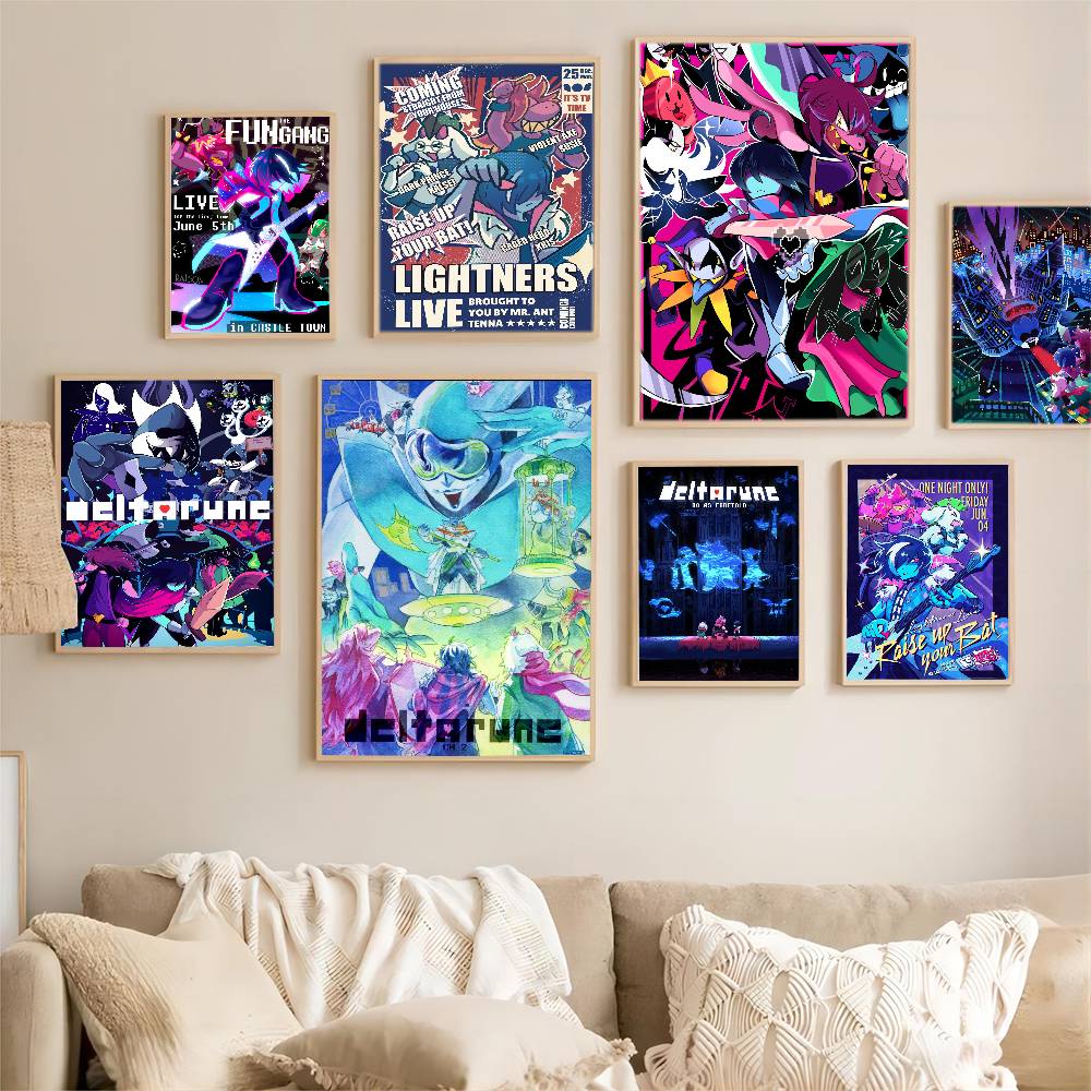 D-Deltarune Hra Anime Plakáty Lepicí Bílá Papírová Samolepka DIY Pokoj Bar Kavárna Kawaii Dekorace Pokojů