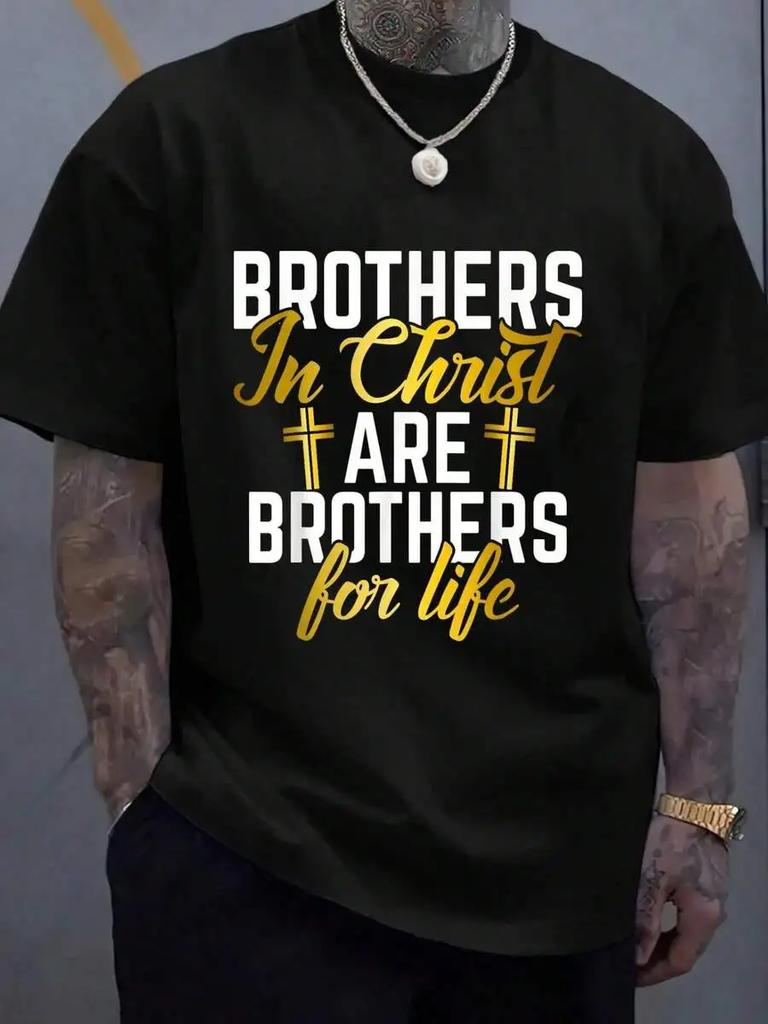 100 Cotton Brothers In Christ Are Brothers For Life Tshirt Unisexs Unisexs Graphic Tee Causal Tops Fashion Tshirt Short Sleeve T