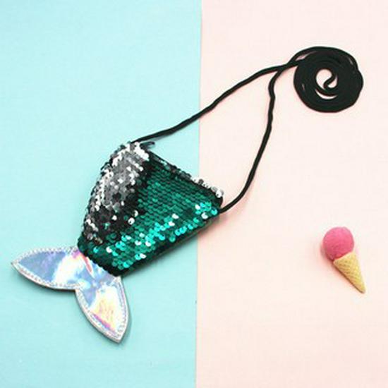 Mermaid Sequin Children s Crossbody Coin Purse and Lanyard Wallet
