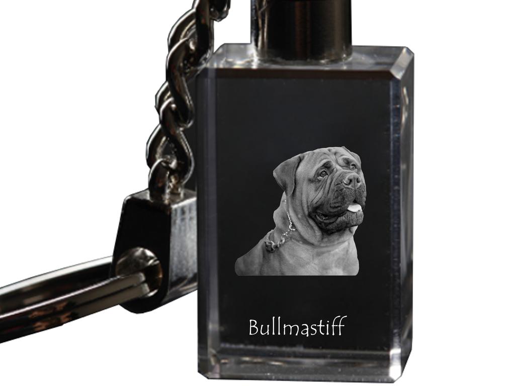 Bullmastiff - Crystal Key Ring with Dog Photo, Illuminated Key Ring, Unique Gift by Art-Dog Brand