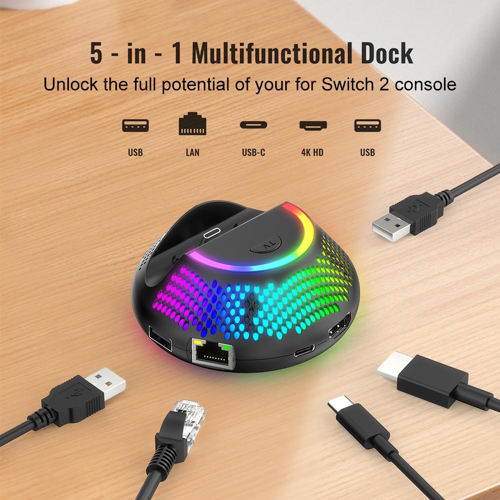 Portable TV Docking Station W/ 4K HDMI-compatible Output/Type C Port/USB Port for Nintendo Switch2 Game Accessories