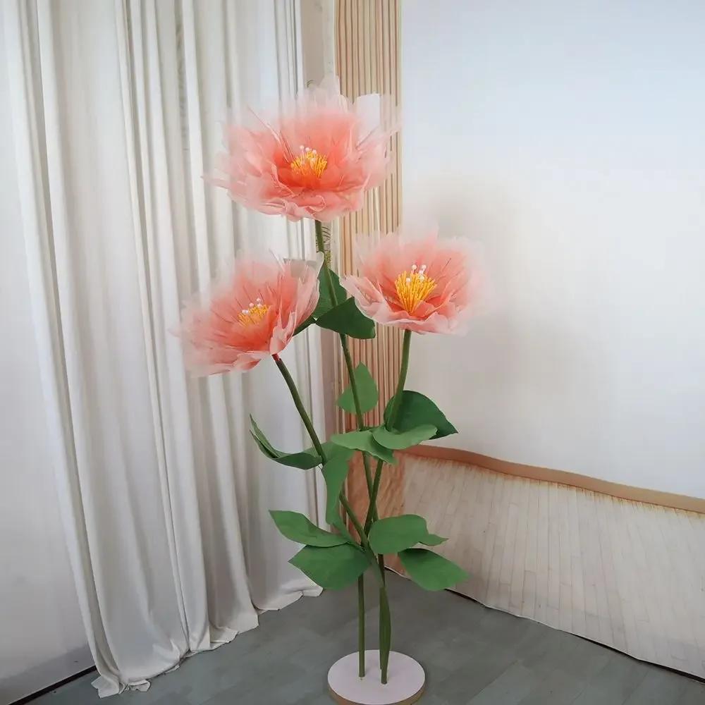 50cm Artificial Realistic Peony Outdoor Floor Display Large Flower Head Layered Fluffy Petals Home Party Decoration Fake Flowers