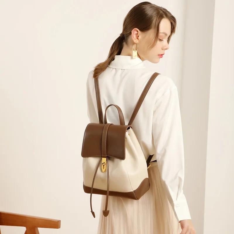 Large Capacity Genuine Leather Backpack for Girls Leather School Backpack Fashionable Backpacks
