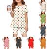 Sommer-Outfit-Set für Mädchen Polka-Dot-Print Kurzarm-Oberteil mit Rüschensaum und Shorts