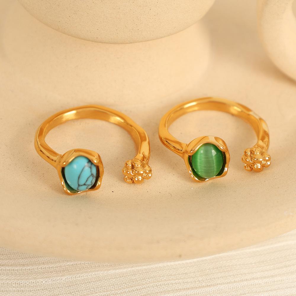 Ins Hot-selling Opal Bud Ring for Women, High-end Open Titanium Steel Jewelry.