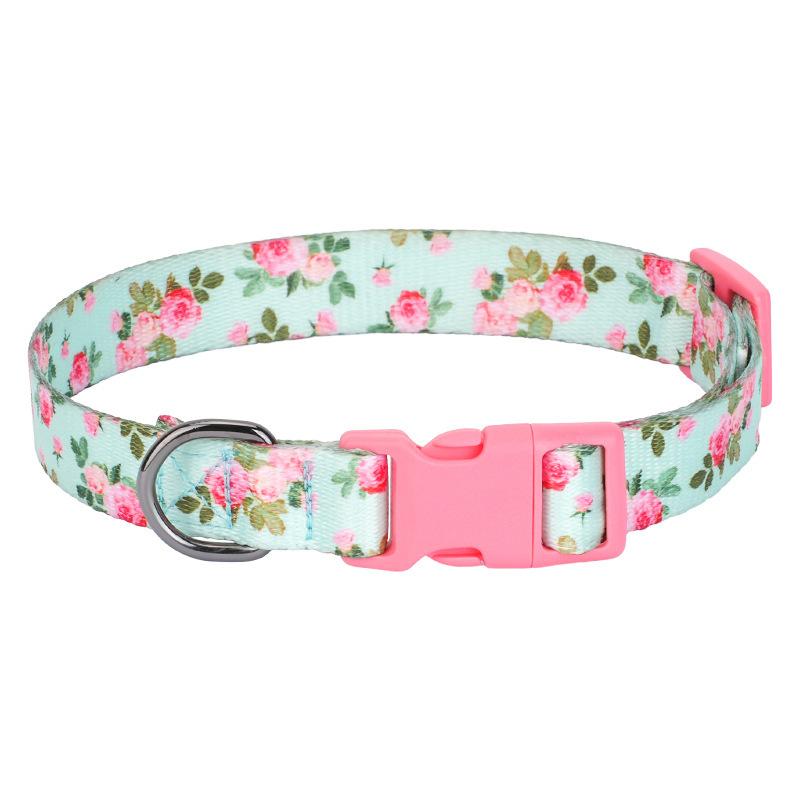 Printed flower pet collar x medium and large dog collar