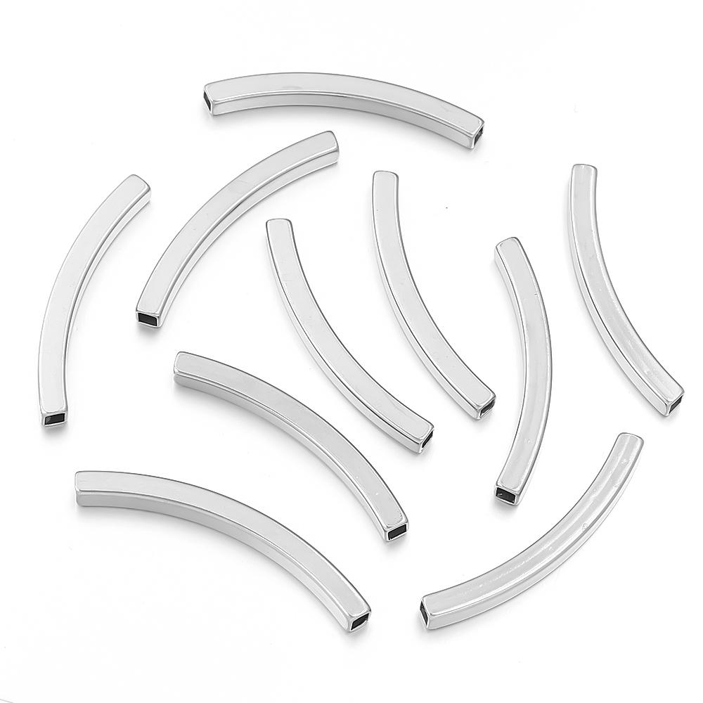 5-10pcs Square Stainless Steel Tube Spacer Beads Curved Tube Beads Loose Spacer Beads For Jewelry Making DIY Necklace Bracelets