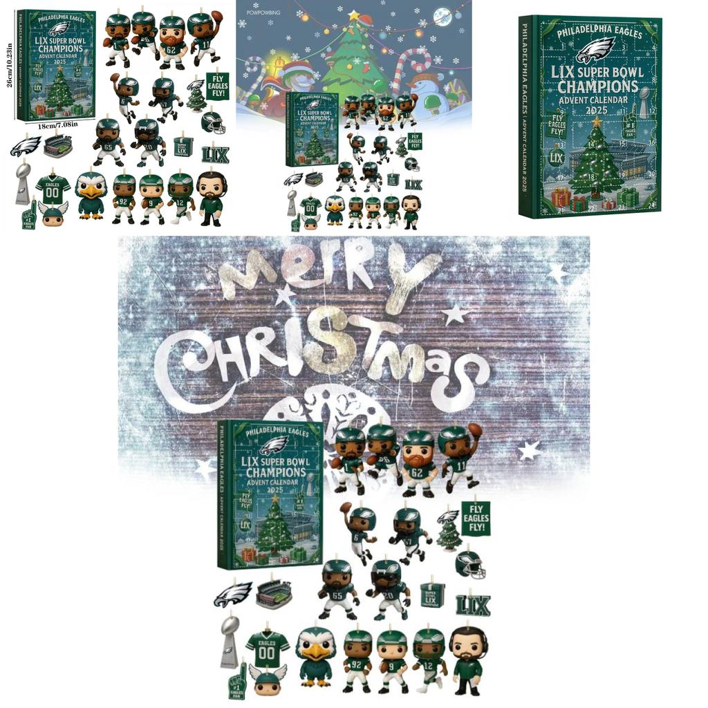 Calendar de Crăciun Philadelphia Eagles Cutie Oarbă Cu Ornamente Acrilice Pentru Cadouri de Petrecere de Sărbători