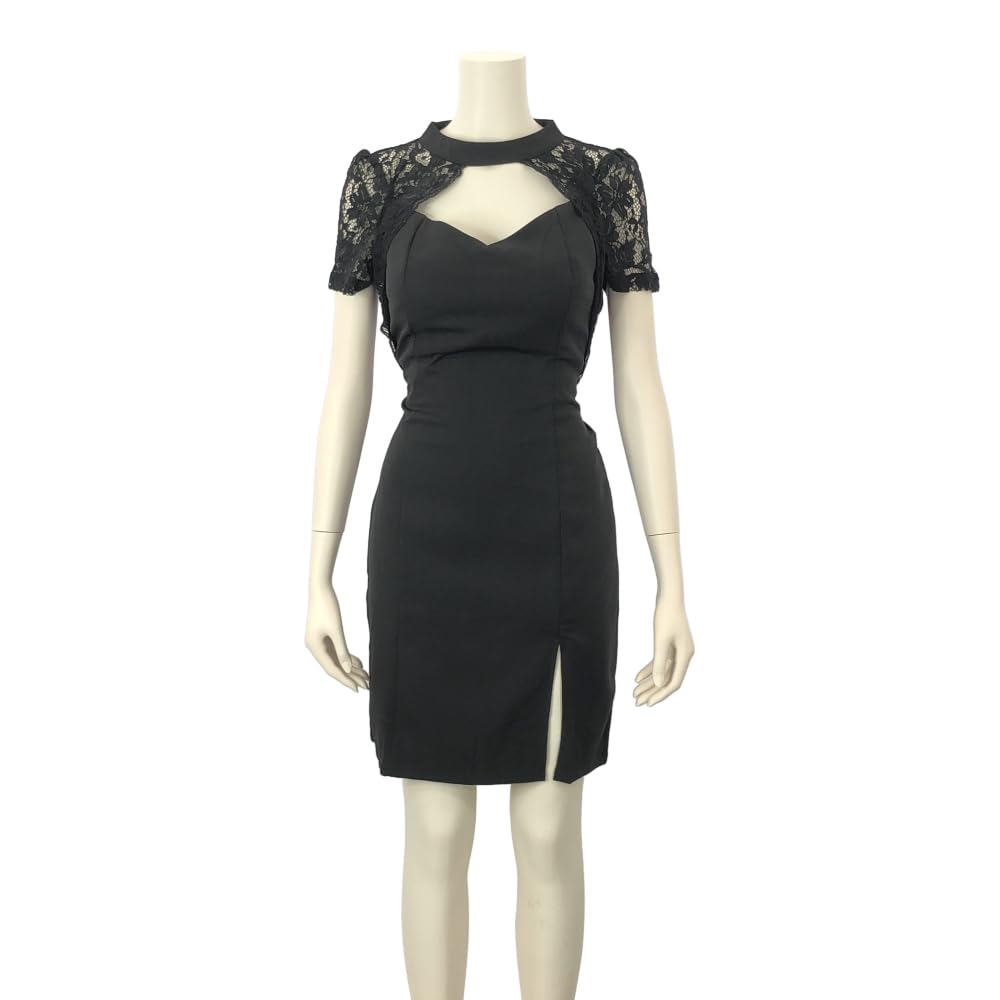 GRAXIA Cabaret Midi Perfect for Hostess and Short Keyhole Showing Off Sheer Size M Dress, Dress, Hostesses, Clubs, Lounges, Sleeves, Slit, Neck, Skin,