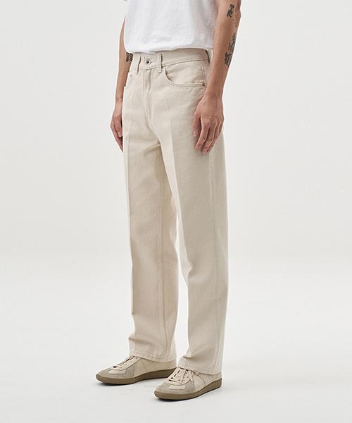 ERRORS EXCEPTED S005 Straight Denim Pants (Ecru)