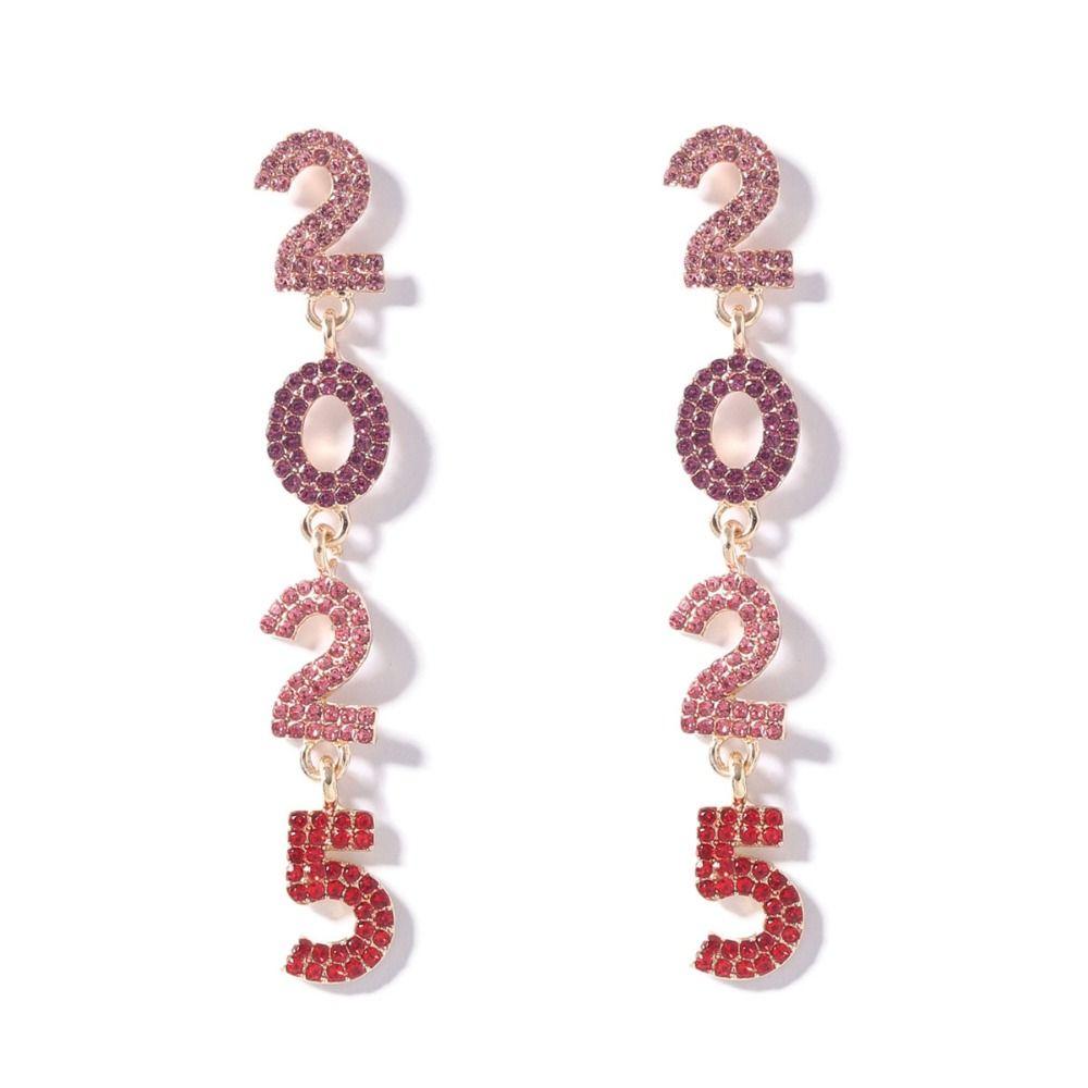 Jewelry Happy New Year Earrings Rhinestone Crystal Party Earrings New Year