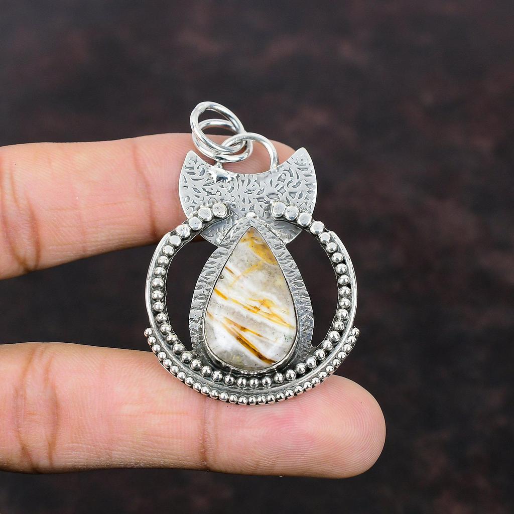 Coconut Jasper Pendant 925 Sterling Silver Pendant Genuine Gemstone Jewelry Handmade Unique Design Pendant Gift For Mother Wonderful Jewelry