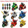 Ninjas Character Motorcycle Toy Set 8 Pieces Creative Brain Building Blocks