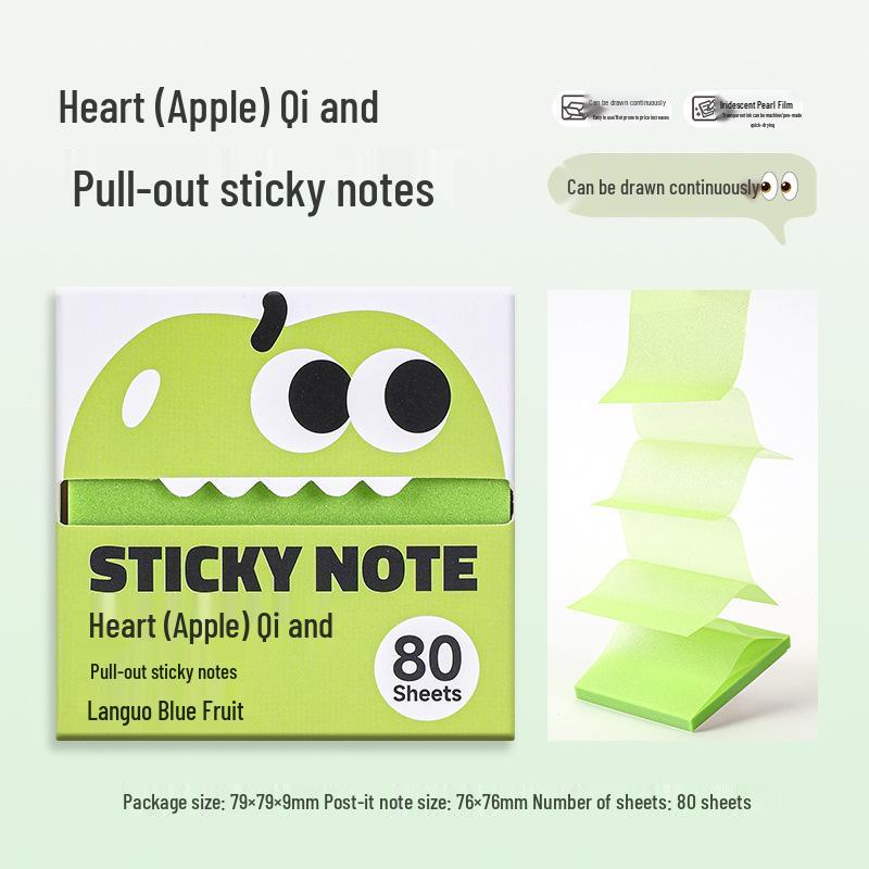 Blue Fruit Pearlescent Tearable Sticky Notes – Cute Transparent Memo Stickers for Students