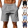 Men Summer Beach Shorts with Pockets Drawstring Elastic Waist Solid Color Versatile Casual Shorts for Daily Wear