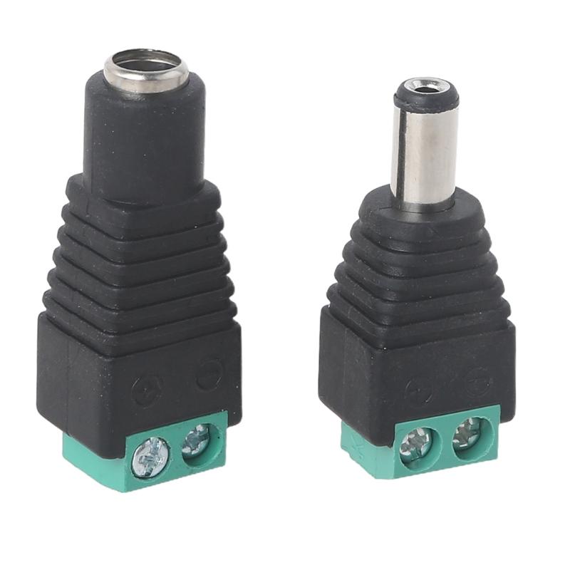 

DC Connector Plug 12V Barrel Power Jack Adapter Connector 5.5x2.1mm Male+Female for CCTV Camera Led Terminal Connect 1