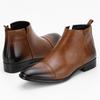 Designer New Winter Pointed Patchwork Pu Leather Shoes High Tops Motorcycle Shoes For Male Formal Business Chelsea Ankle Boots