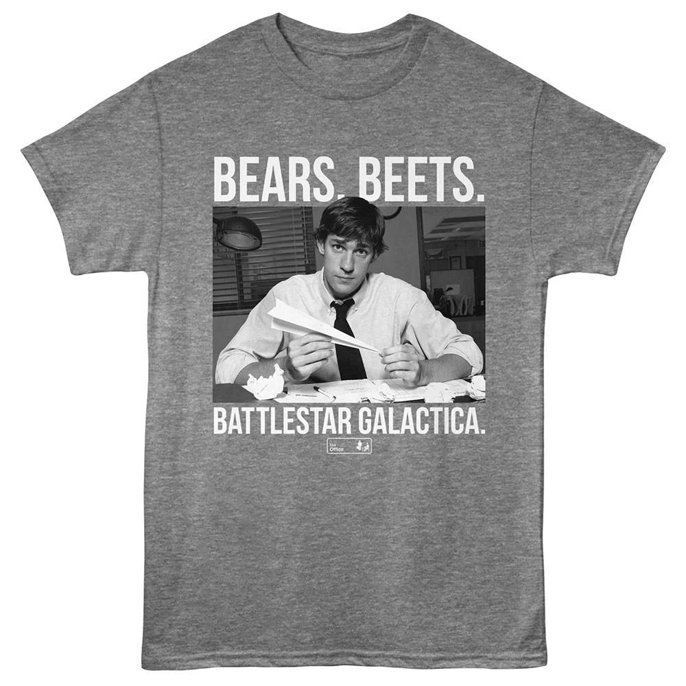 The Office TV Show Jim Halpert Bears Beets Battlestar Galactica Men s T shirt S