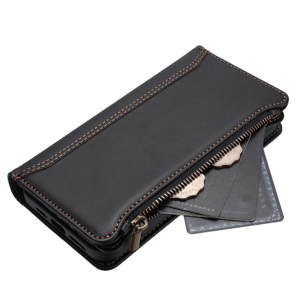 Leather Wallet Flip Case For Doogee N55 Plus N60 Pro Note 58 59 56 56x with Card Slots, Zipper Pocket, Crossbody Strap and Wristlet