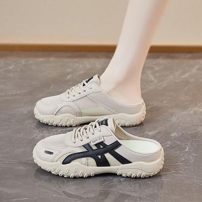 One Pedal Pregnant Woman Bag Head Half Slippers Women Wear Non-slip 2025 Summer New Single Net Breathable Casual Sports Shoes