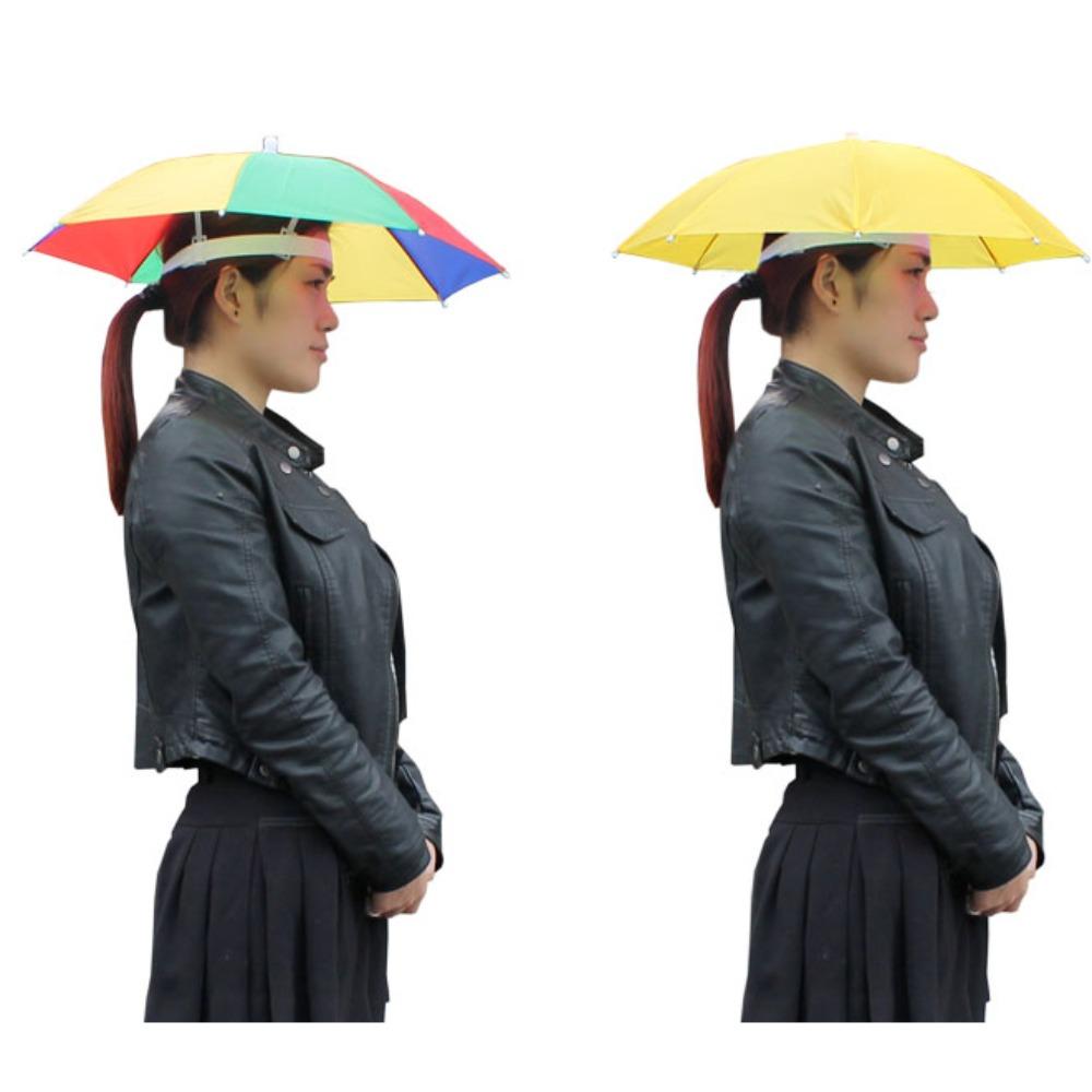 UV Protection Rain Umbrella Hat Foldable Fishing Headwear Cap Head Cap Beach Umbrella Hat  Camping