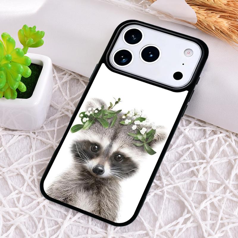 Raccoon Fox Animal Flower Shockproof Phone Case for iPhone 17 Air 16e 15 11 12 14 13 Pro Max Cover Coque