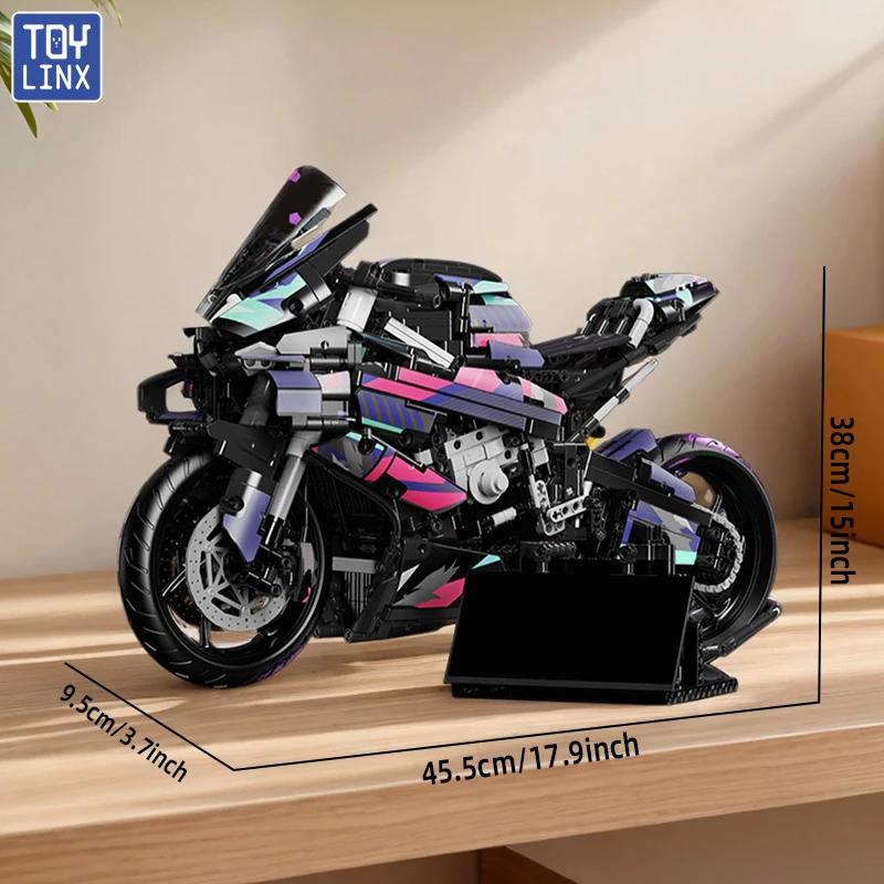 Bbox 1920PCS Large Motorcycle Racing Building Block Model | Men's Desktop Decor & Stress-Relief Toy | ABS Motorcycle Blocks