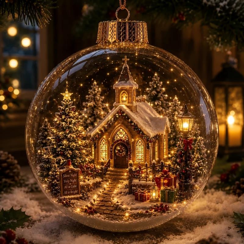 3D Christmas Snow Globe Ornament Xmas Tree Santa Snowman Glowing Hanging Decor Home Party Christmas Accessories New Year Gifts 7