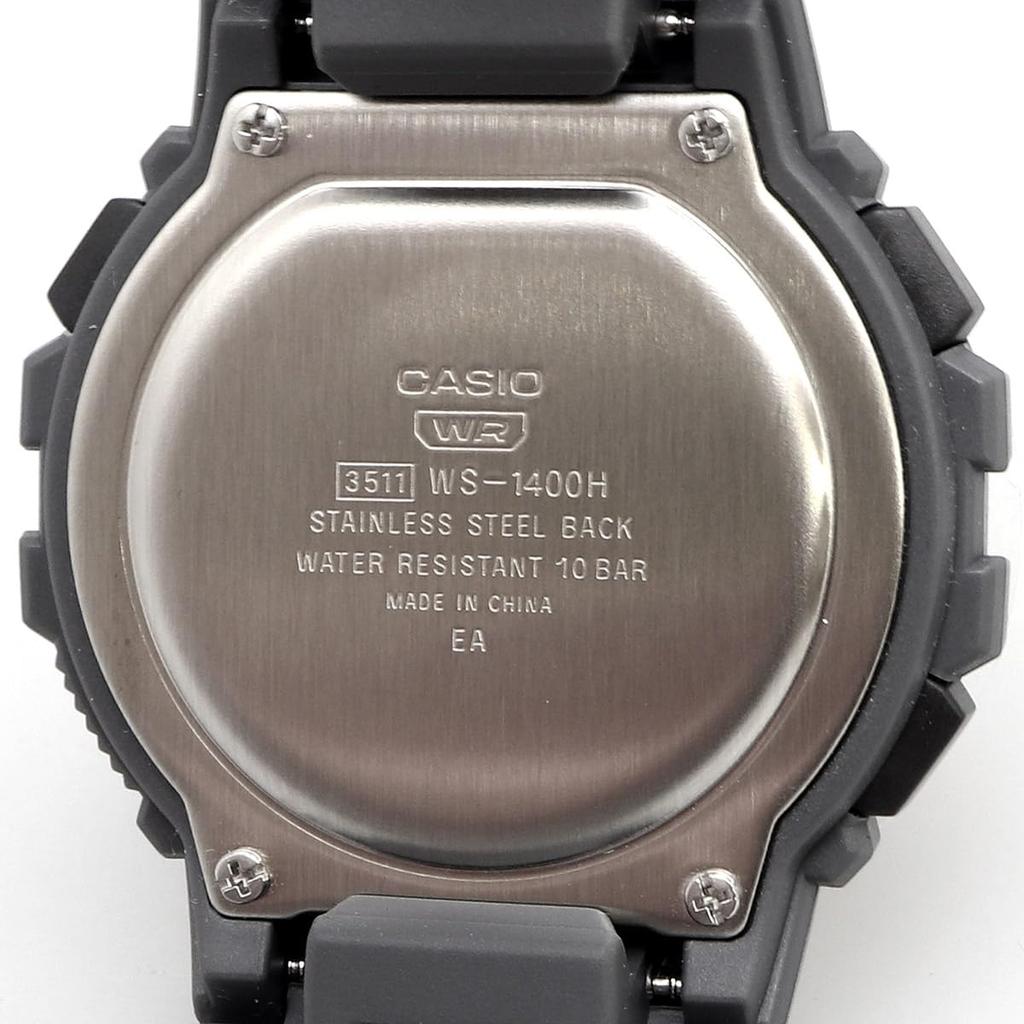 Casio Sports Gear Digital Men's Watch WS-1400H-8BV Gray Black Negative Display