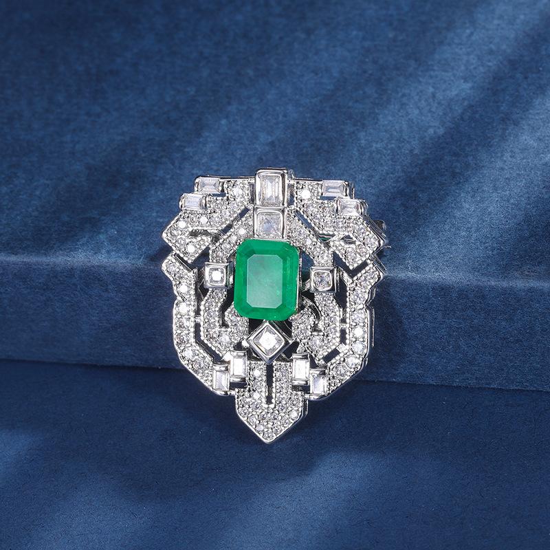 Summer Women's Simple Korean Version Fashion and Temperament Women's Brooch Colorful Style with Zircon Green Red Accessories